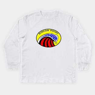 Rincon Point California Surfing Surf Patriotic Wave Kids Long Sleeve T-Shirt